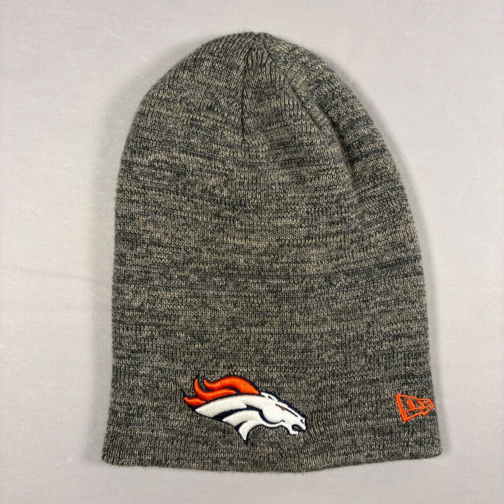 New Era Denver Broncos NFL Beanie Hat Mens OSFM Grey Marled Knit Skull Cap